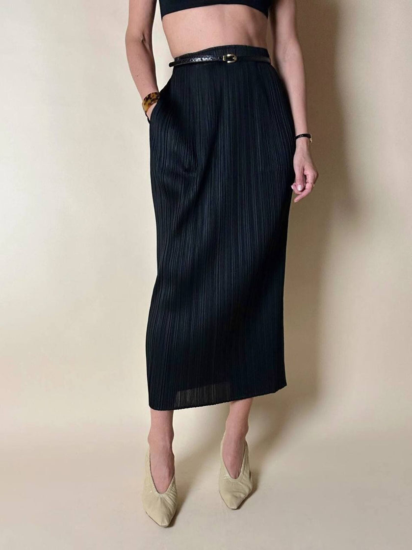 Gonna plissé Pleats Please Issey Miyake con elastico in vita e tasche laterali