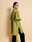 Camicia in tessuto Jaquard moiré verde acido “Marlène Laurent”