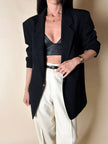 Blazer vintage oversize in rasato di lana nero Dani-Clear
