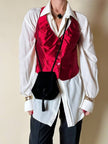 Gilet rosso in shantung di seta con incrocio sulla schiena