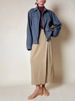 Bomber Yves Saint Laurent in lana grigio mélange con bottoni color cuoio