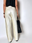 Vintage cream sequin-embroidered palazzo pants