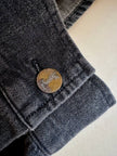 Blusa Yves Saint Laurent oversize in denim grigio con zip e logo ricamato