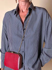 Borsa vintage Sgargi forma ottagonale in lizard rossa con tracolla in catena