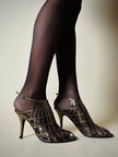 Sandali a gabbia in laminato bronzo “Yves Saint Laurent”