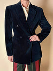 Blazer doppiopetto Antonio Fusco in velluto nero a coste