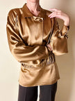 Blusa vintage Baila in seta bronzo con dettaglio gioiello nei polsi