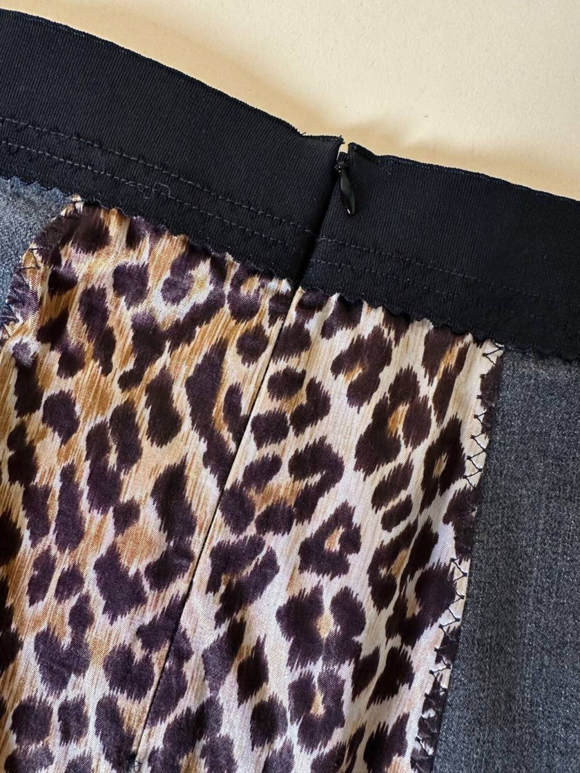 Longuette leopardata con riporti in tela grigia “D&G”
