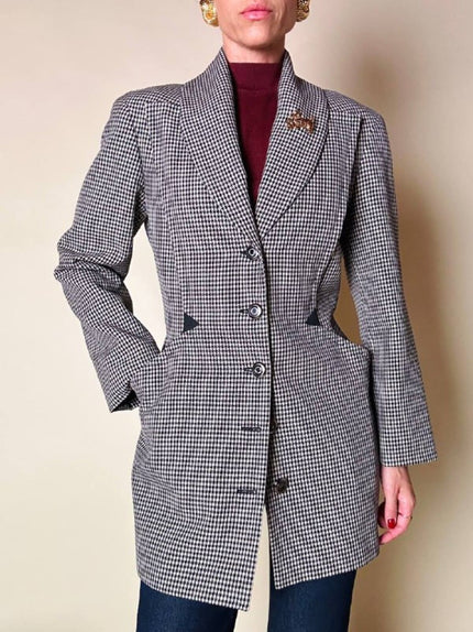 Blazer sciancrato in lana pied de poule “Rifat Ozbek”