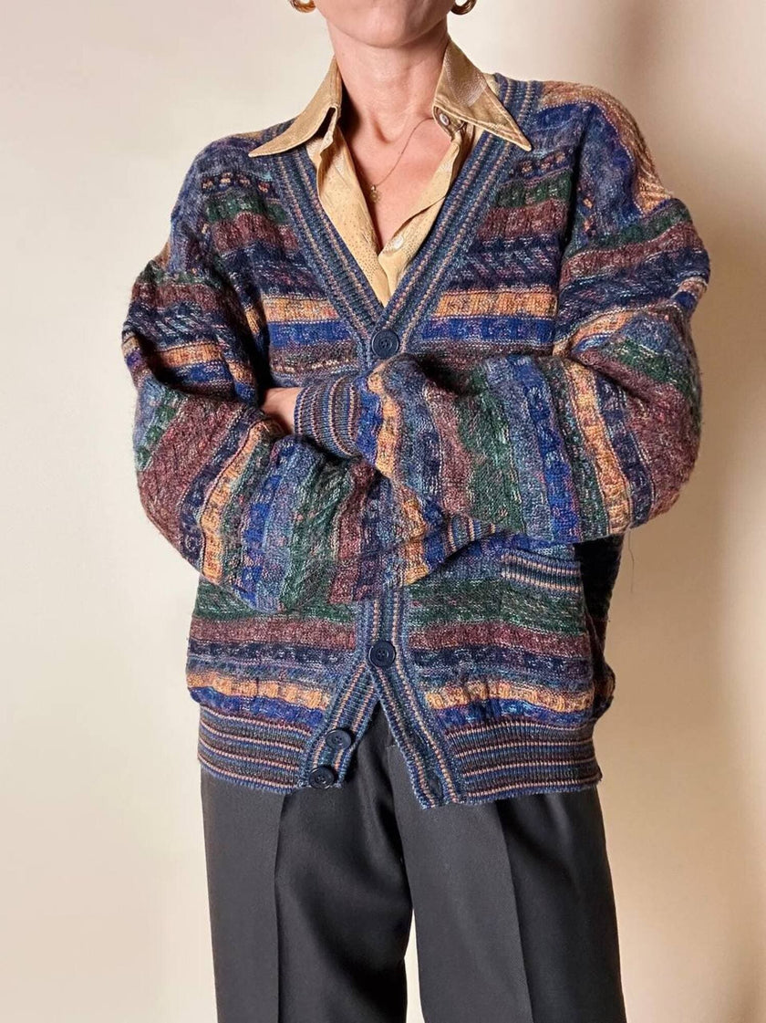 Cardigan Missoni Sport in lana operata a righe orizzontali