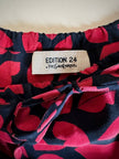 Blusa in seta nera con bocche e cuori rossi “Yves Saint Laurent”