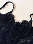 Bustier con guêpière in pizzo nero e seta “La Perla”