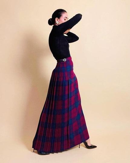 Wrap skirt in lana tartan