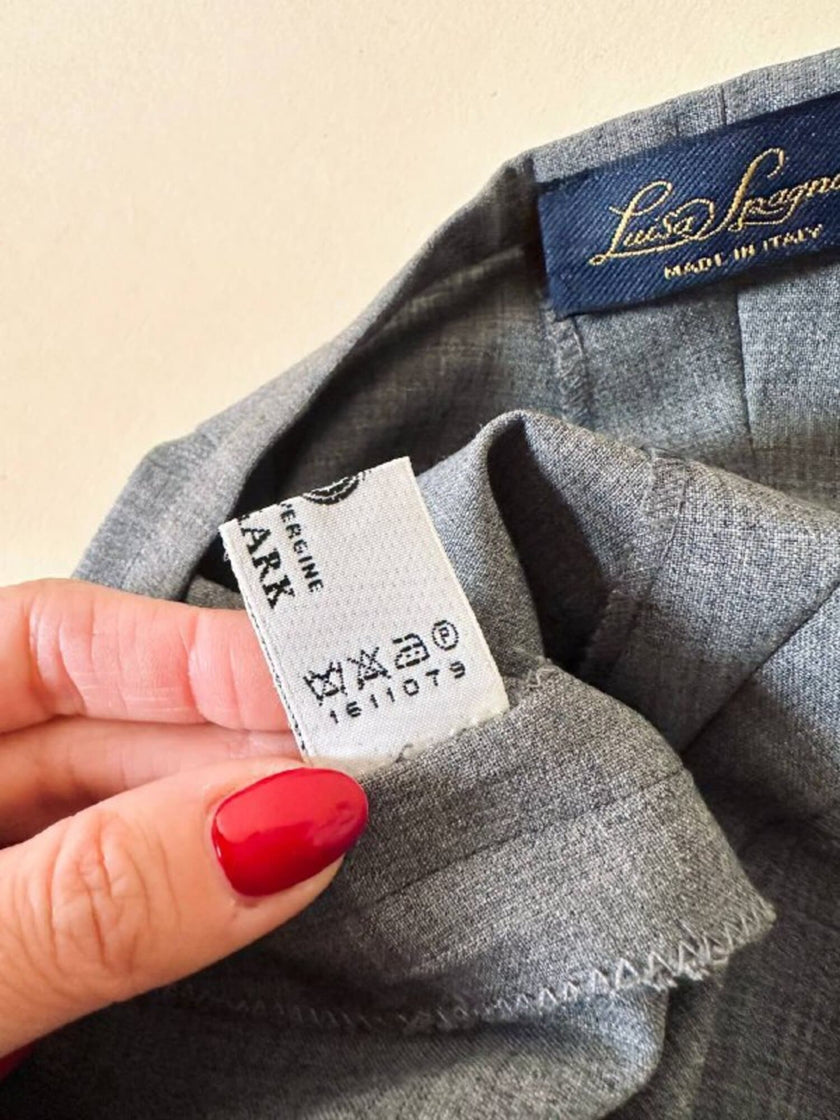 Pantalone a palazzo in rasato di lana grigio “Luisa Spagnoli”