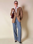 Camisa de sastre en seda Jacquard blanca con rayas grises