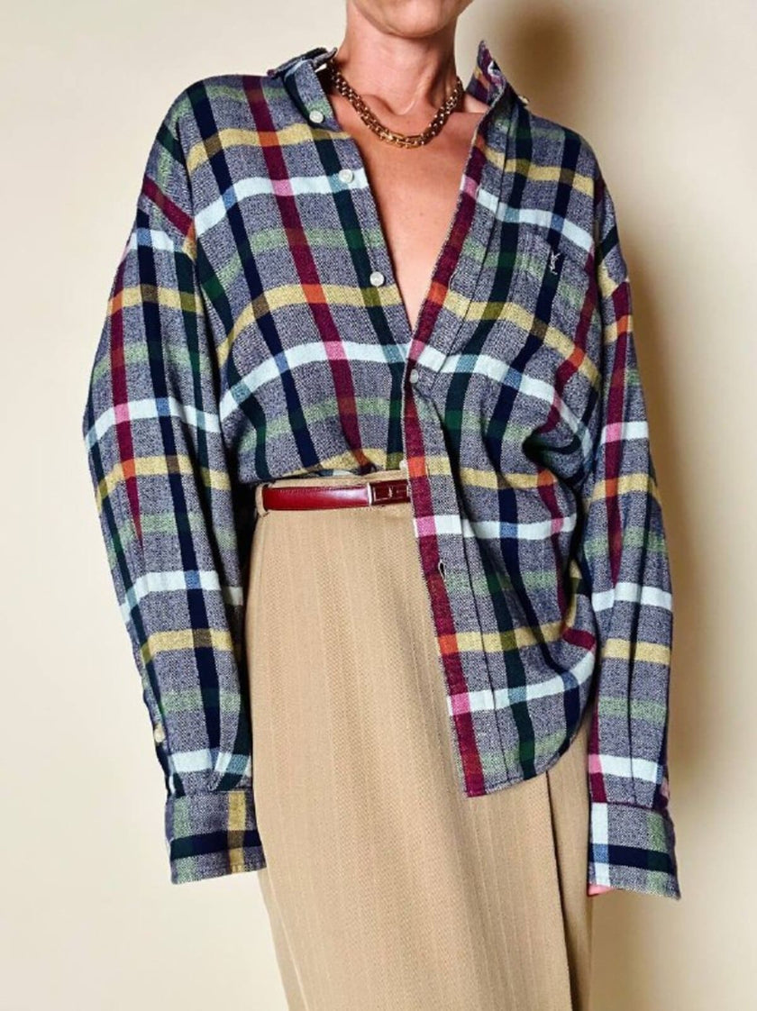 Camicia in caldo cotone fantasia tartan “Yves Saint Laurent”