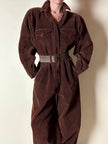 Cintura vintage Yves Saint Laurent in pelle marrone con maxi fibbia in resina