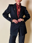 Blazer nero a righe in tessuto lucido “State off Claude Montana”
