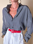 Cintura Yves Saint Laurent in pelle rossa con fibbia ricoperta e borchia dorata con logo YSL
