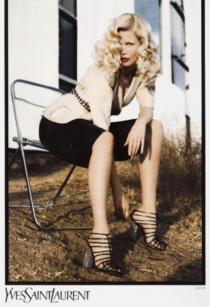Sandali Cage Yves Saint Laurent in Vernice Nera con Tacco Scultura – SS 2009