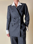 Tailleur gessato giacca/pantalone in lana grigio antracite “Antonio Fusco”