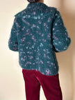 Cardigan in lana bouclé verde bottiglia con lavorazione bottonata multicolor