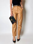 Vintage high-waisted tan leather trousers by Modissa