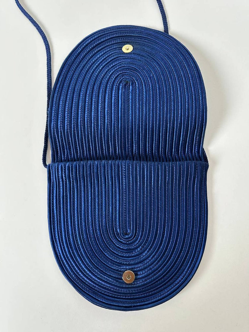 Vintage-Tasche von Nina Ricci aus kobaltblauer Posamenterie