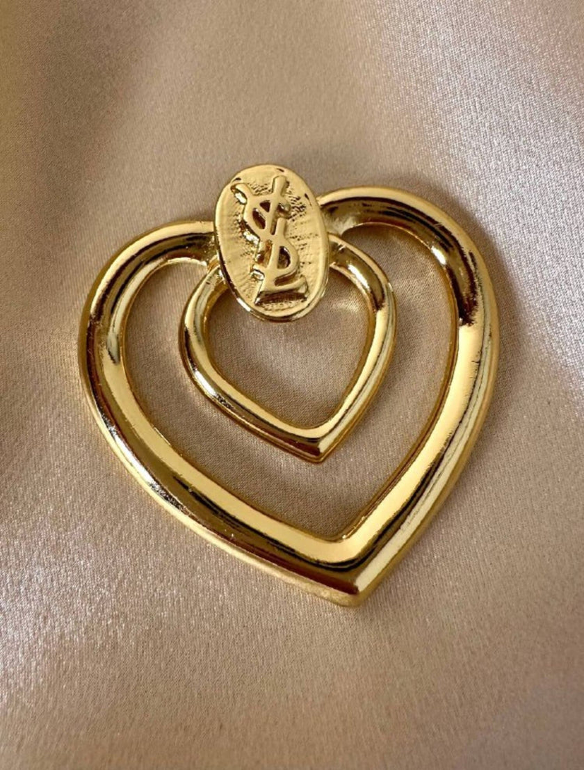 Ferma foulard dorato a forma di cuore “Yves Saint Laurent”