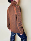 Dolcevita oversize con maxi collo in misto lana a coste larghe ruggine e nero