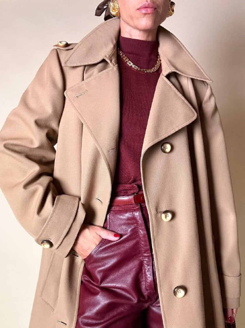 Trench oversize in gabardine color cammello