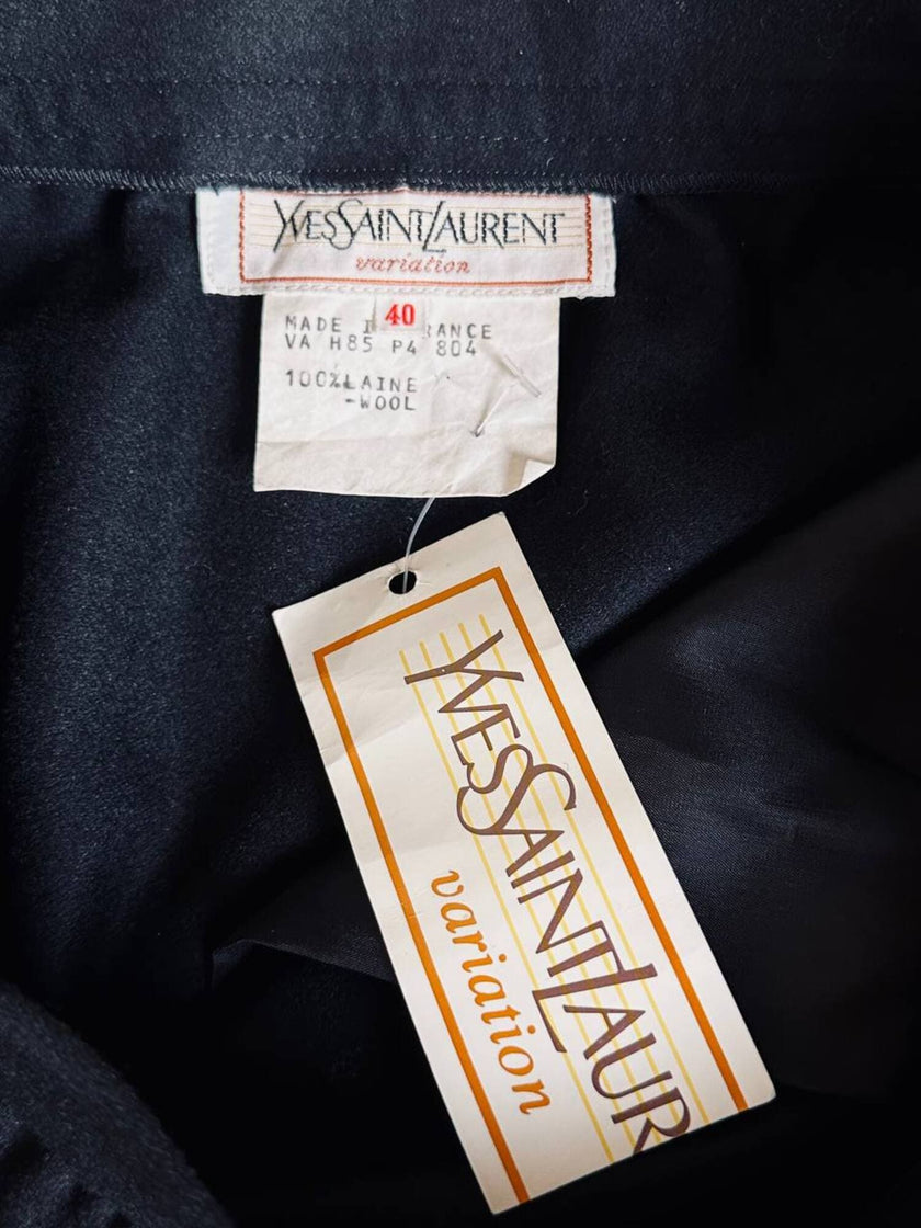 Gonna a portafoglio con dettaglio couture in lana nera “Yves Saint Laurent”