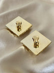 Maxi clip quadrate a gabbia oro “Kadria”