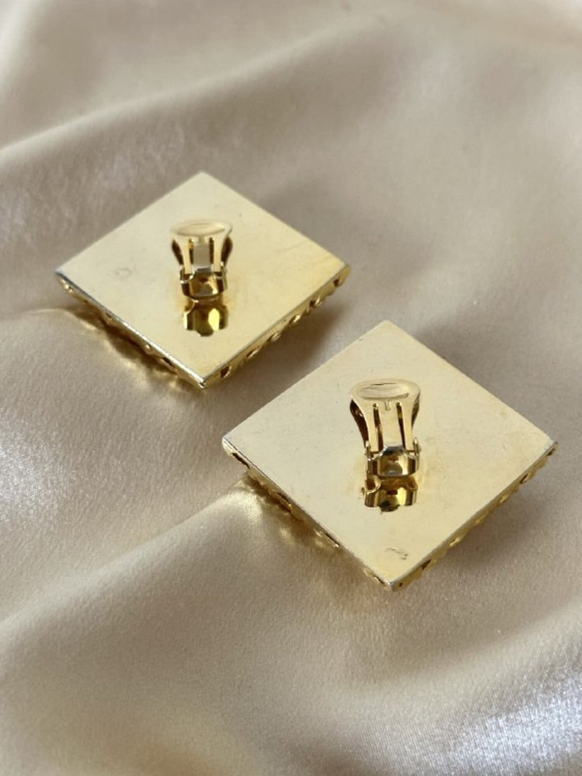 Maxi clip quadrate a gabbia oro “Kadria”