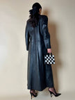 Cappotto lungo in pelle nera
