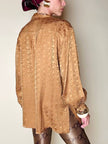 Camicia oversize in pura seta jacquard color caramello Griff
