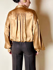 Blusa vintage Baila in seta bronzo con dettaglio gioiello nei polsi