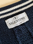 Pullover Valentino Garavani in cotone blu navy con dettagli bianchi