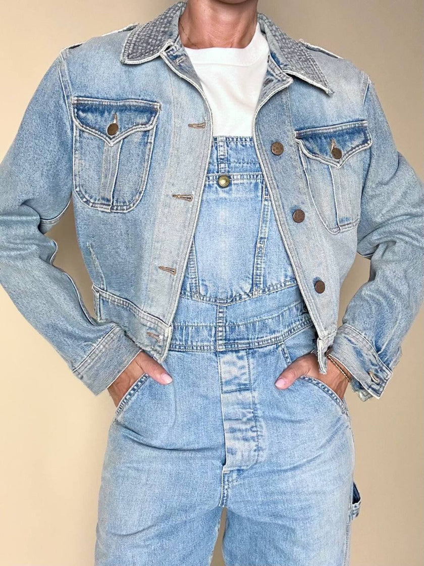 Salopette vintage Levi Strauss orange tab in denim chiaro slavato