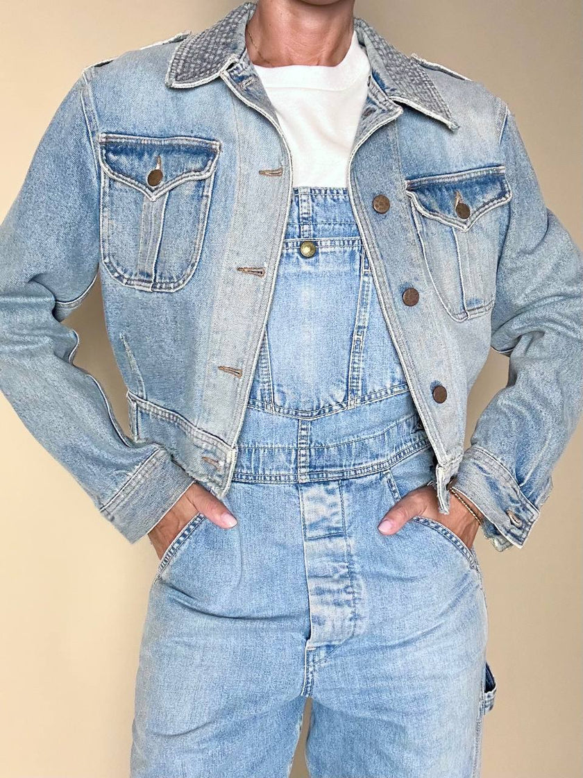 Giacca cropped Katharine Hamnett London in Denim chiaro slavato