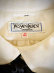 Camicia in raso bianco con fiocco nero “Yves Saint Laurent”