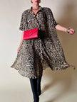 Chemisier vintage leopardato in tessuto micro plissé Henriette