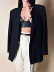 Blazer vintage oversize in rasato di lana nero Dani-Clear