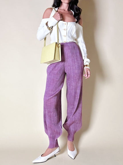 Pantalone lilla micro plissé moldello harem “Pleats Please