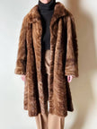 Cappotto vintage in pelliccia di visone marrone chiaro con lavorazione a pannelli