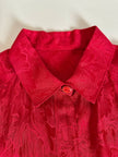 Camicia sartoriale in tessuto jacquard rosso con damaschi floreali