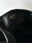 Secchiello vintage Yves Saint Laurent in tessuto nero millerighe con riporti in pelle