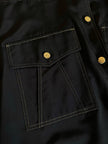 Camicia vintage nera con tasche applicate sul petto cuciture in lamé oro e bottoni dorati