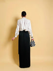 Camicia in raso bianco con fiocco nero “Yves Saint Laurent”