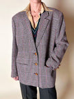Blazer United Class Coll Colors Benetton in lana pied de poule beige e cioccolato con bottoni berlebeck